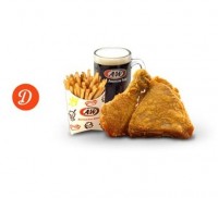 Paket D: 2 Pc Chicken + Fries (French or Curly) + A&W Root Beer